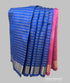 Semi Raw Silk Blue Handloom Saree with all over Khapa dots and khapa border